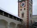 Der Uhrenturm des Hohen Schlosses in Füssen am Lech, Ostallgäu