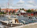 Der Blick von der Nysted-Mole auf den Hafen und den Starndvejen - Ostseeinsel Lolland, Dänemark