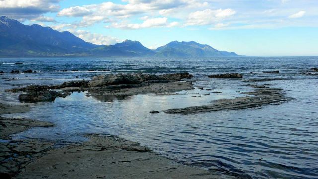 Kaikoura, Point Kean Viewpoint mit den Seaward Kaikoura Ranges