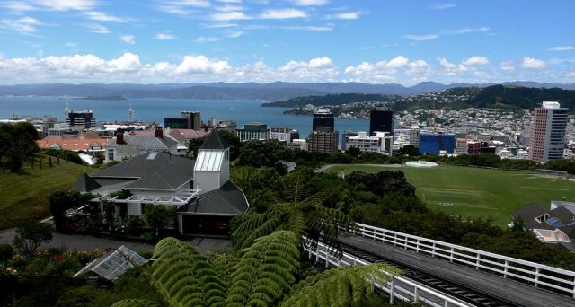 Das Panorama von Wellington von der Bergstation der Wellington Cable Car