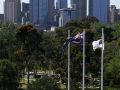 Melbournes Skyline vom Shrine of Remembrance - Victoria, Australien