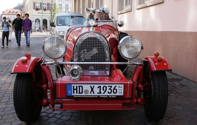 Heidelberg am Neckar - Bugatti-Replika auf dem Marktplatz