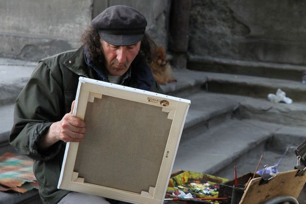 Urlaub in der Toskana - Florenz, ein Strassenmaler