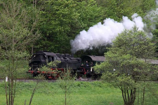 Dampflok Baureihe 64 - Die Dampflok 64 491 der Dampfbahn Fränkische Schweiz durchfährt das romantische Wisenttal