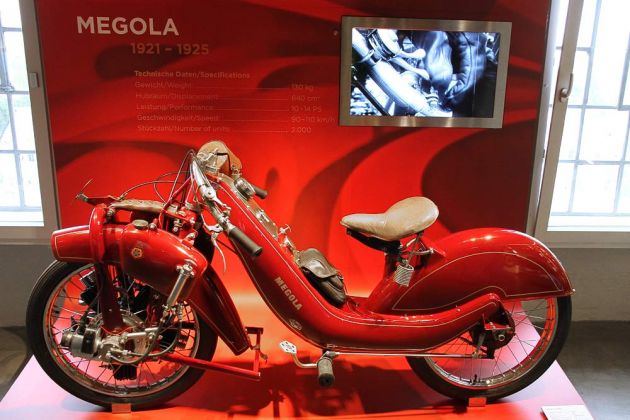 Motorrad Oldtimer - Megola-Sportmodell mit 5-Zylinder-Sternmotor 640 ccm