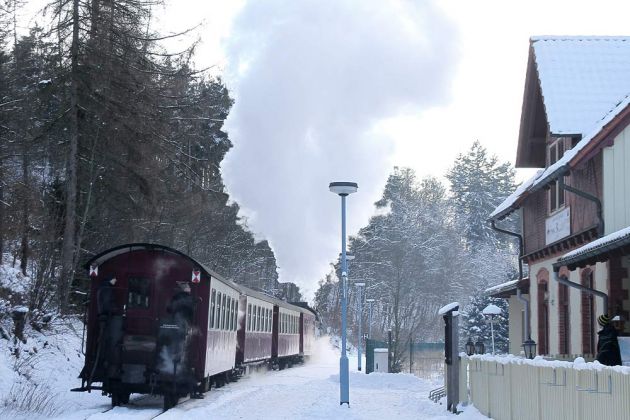 Haltepunkt Güntersberge der Selketalbahn - Abfahrt des Dampfzugs der Harzer Schmalspur Bahn