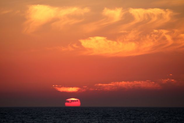 Die holländische Nordseeinsel Texel - Sonnenuntergang über der Nordsee