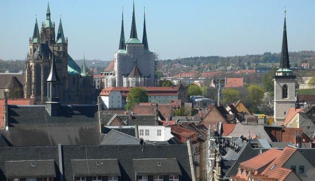 Erfurt - die Türme vom Dom St. Marien  und der Pfarrkirche St. Severi am Domberg