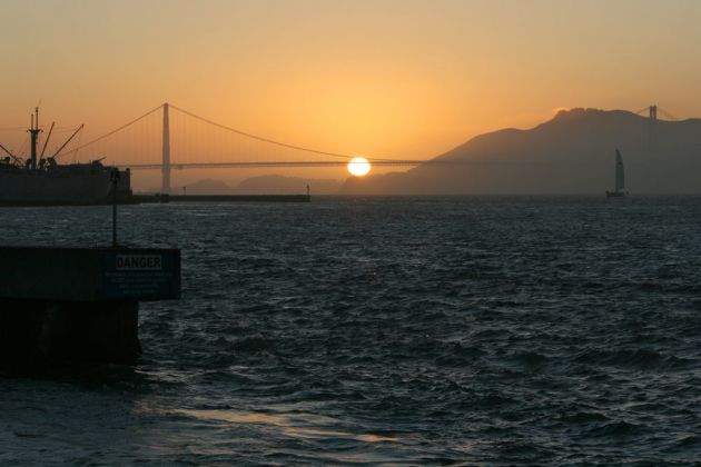 Golden Gate Bridge and Sunset - Standpunkt: Pier 39, Fisherman's Wharf, San Francisco