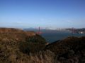 Blick vom Golden Gate Bridge Vista Point auf das Golden Gate und auf San Francisco.
