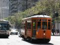 Historische Streetcar der F-Line auf der Market Street - San Francisco