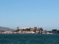Alcatraz in der San Francisco Bay - Blick vom Aquatic Park Pier, San Francisco