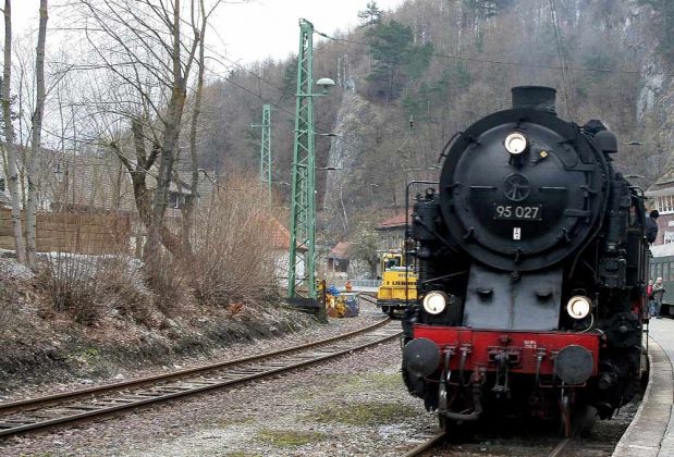 Die Bergkönigin 95 027 auf der Rübelandbahn - Rangierfahrt in Rübeland 