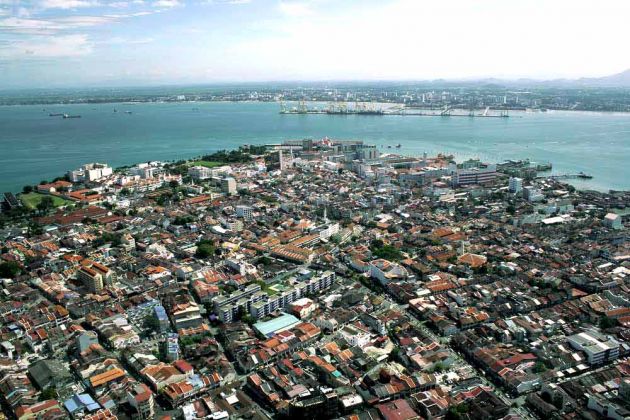 George Town, Insel Penang - die historische Altstadt von oben