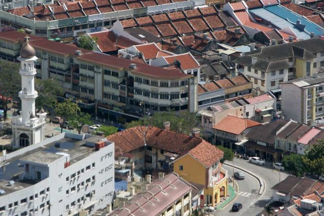 George Town, Penang - Altstadtdächer von oben