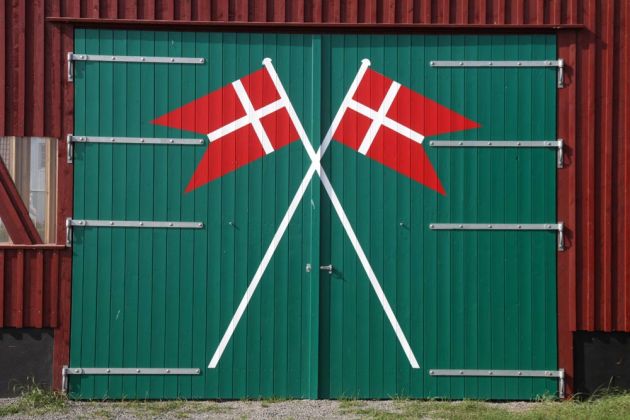 Snogebæk - Tür der Seenot-Rettungsstation im Dänemark-Look