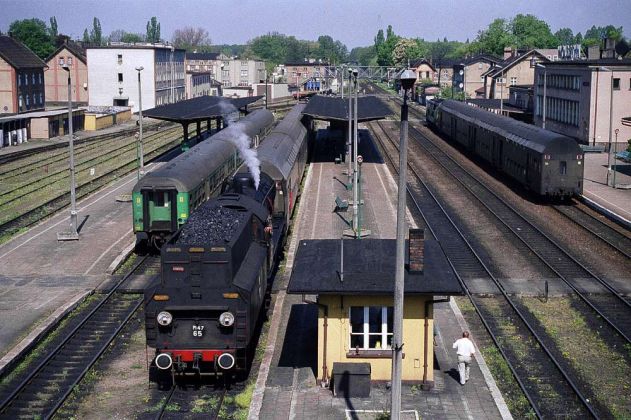 Die Schnellzug-Schlepptenderlokomotive Pt 47-65 im Bahnhof Wolsztyn