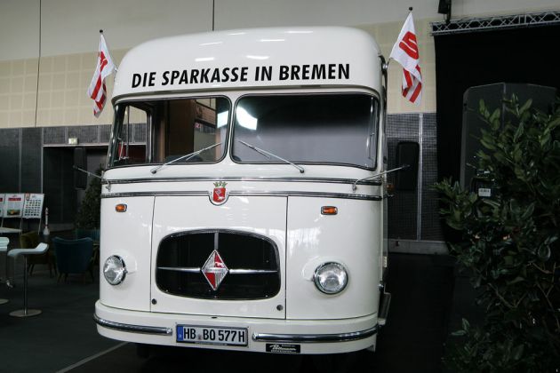 Borgward-Bus 'Filiale 49' der Sparkasse Bremen, Baujahr 1957 - Basis Borgward B 4500F Frontlenkerbus Borgward-Bus 'Filiale 49' der Sparkasse Bremen, Baujahr 1957 - Basis Borgward B 4500F Frontlenkerbus