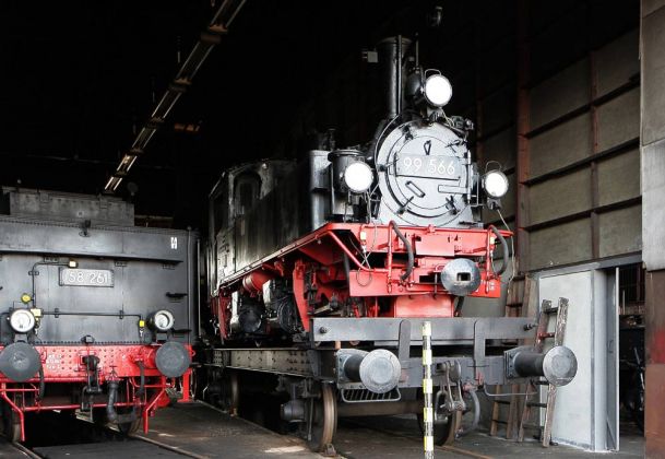 Sächsisches Eisenbahnmuseum Chemnitz-Hilbersdorf - 99 566, die 750 mm Schmalspurlok der sächsischen Baureihe IV K, Baujahr 1909