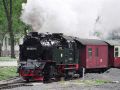  Der HSB-Dampfzug der Selketalbahn mit der Einheits-Lokomotive 99 6001 verlässt den Bahnhof Alexisbad	