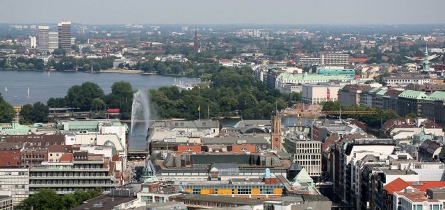 Hamburg von oben... Innenstadt mit Binnenalster