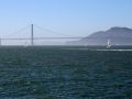 Die Golden Gate Bridge, Panorama vom Aquatic Park Pier - San Francisco Bay