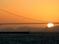 Golden Gate Bridge and Sunset - Standpunkt Pier 39, Fisherman&#039;s Wharf, San Francisco
