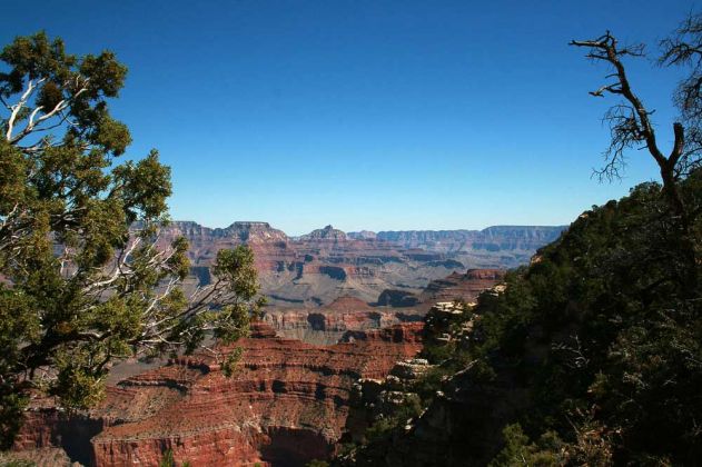 Grand Canyon South Rim - Ausblick vom Rim Trail zwischen YavapaI Point und Mather Point zum North Rim
