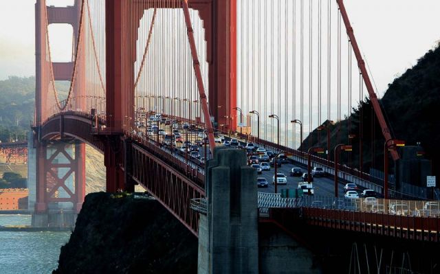 Golden Gate Bridge vom nördlichen Aussichtspunkt an der Golden Gate National Recreation Area