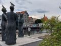 Bydgoszcz, Bromberg - die drei Mythischen Grazien, eine Skulptur am alten Hafen