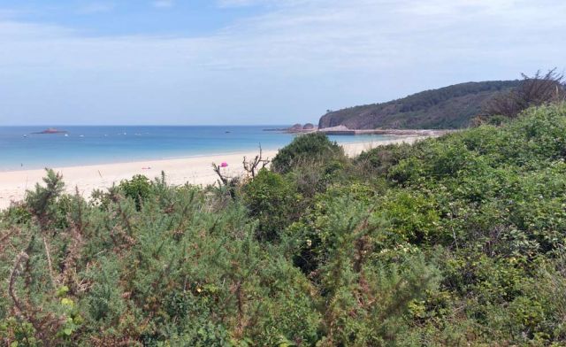 Der endlos lange, feinsandige Strand des Badeortes Sables-d’or-les-pins