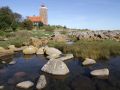 Dänemark, Ostseeinsel Bornholm - der Leuchtturm Svaneke Fyr auf der südlichen Halbinsel Sandkås Odde, Baujahr 1920 