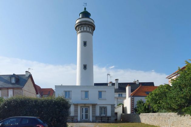 Quiberon, Bretagne - der Phare de Port Maria im Süden der Halbinsel Quiberon, Bauzeit Ende des 19. Jahrhunderts, Höhe 25 Meter