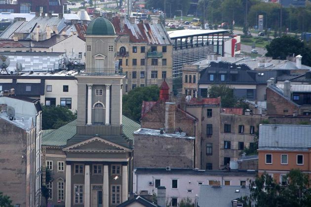 Riga von oben - die Jesuskirche in der Moskauer Vorstadt Riga von oben - die Jesuskirche in der Moskauer Vorstadt