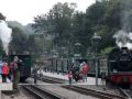 Volldampf-Betrieb bei der Rügenschen Bäderbahn... zwei Dampfzüge treffen sich im Kleinbahnhof Binz LB