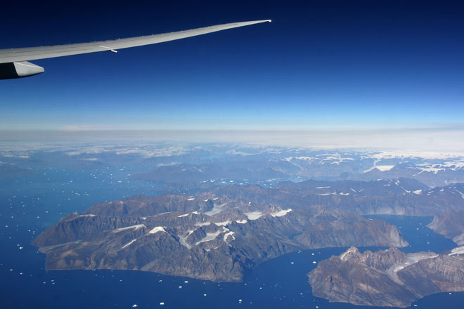 Boeing 777 über Grönland